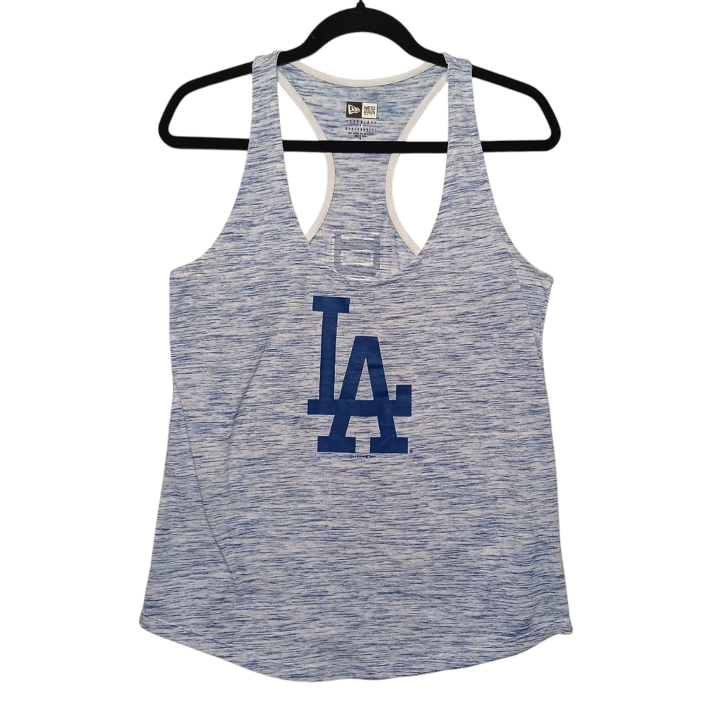 NEW ERA Dodger Tank Top Medium Blue Marled Print Racerback Sleeveless Sports